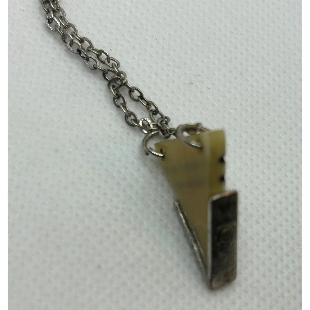 Geometric Triangle Pendant Necklace with‎ Pearl Accent
